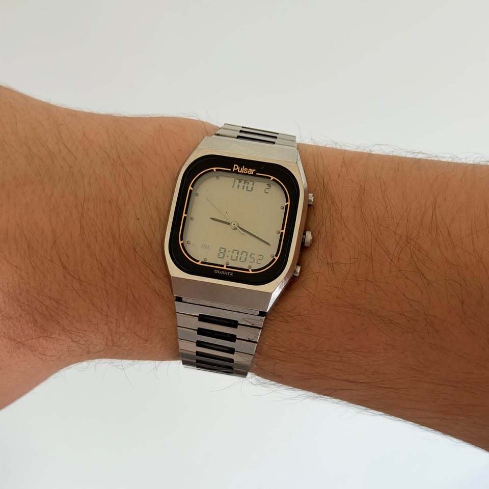 Pulsar Vintage Ana Digi Alarm Timer Watch Stainless Steel