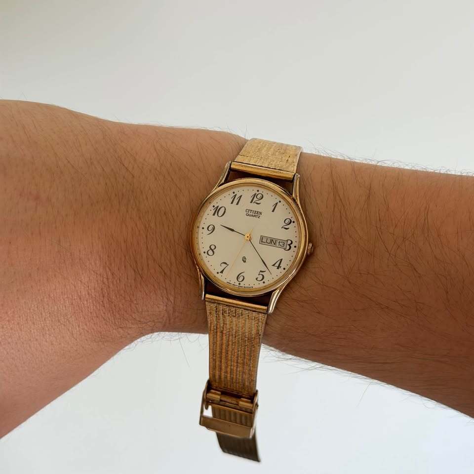 Citizen Quartz Day Date Dress Watch Gold Tone