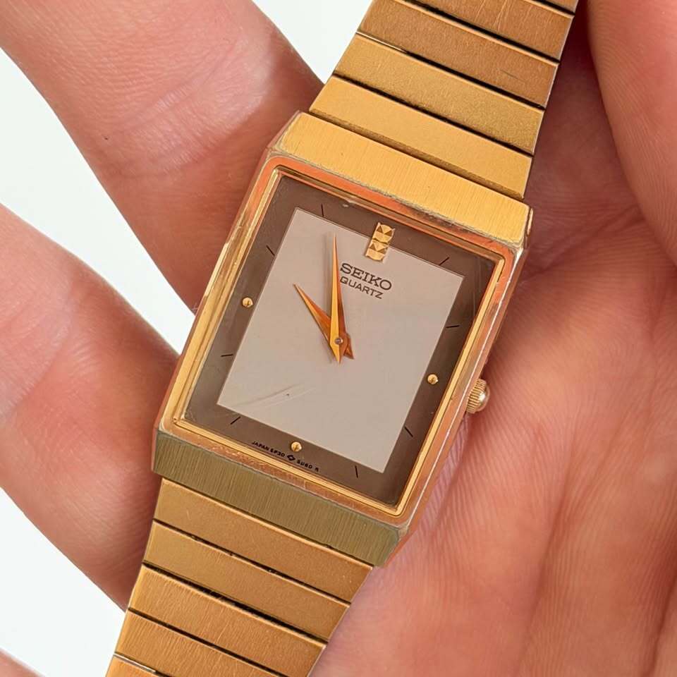 Seiko Quartz Gold Tone Tank Watch