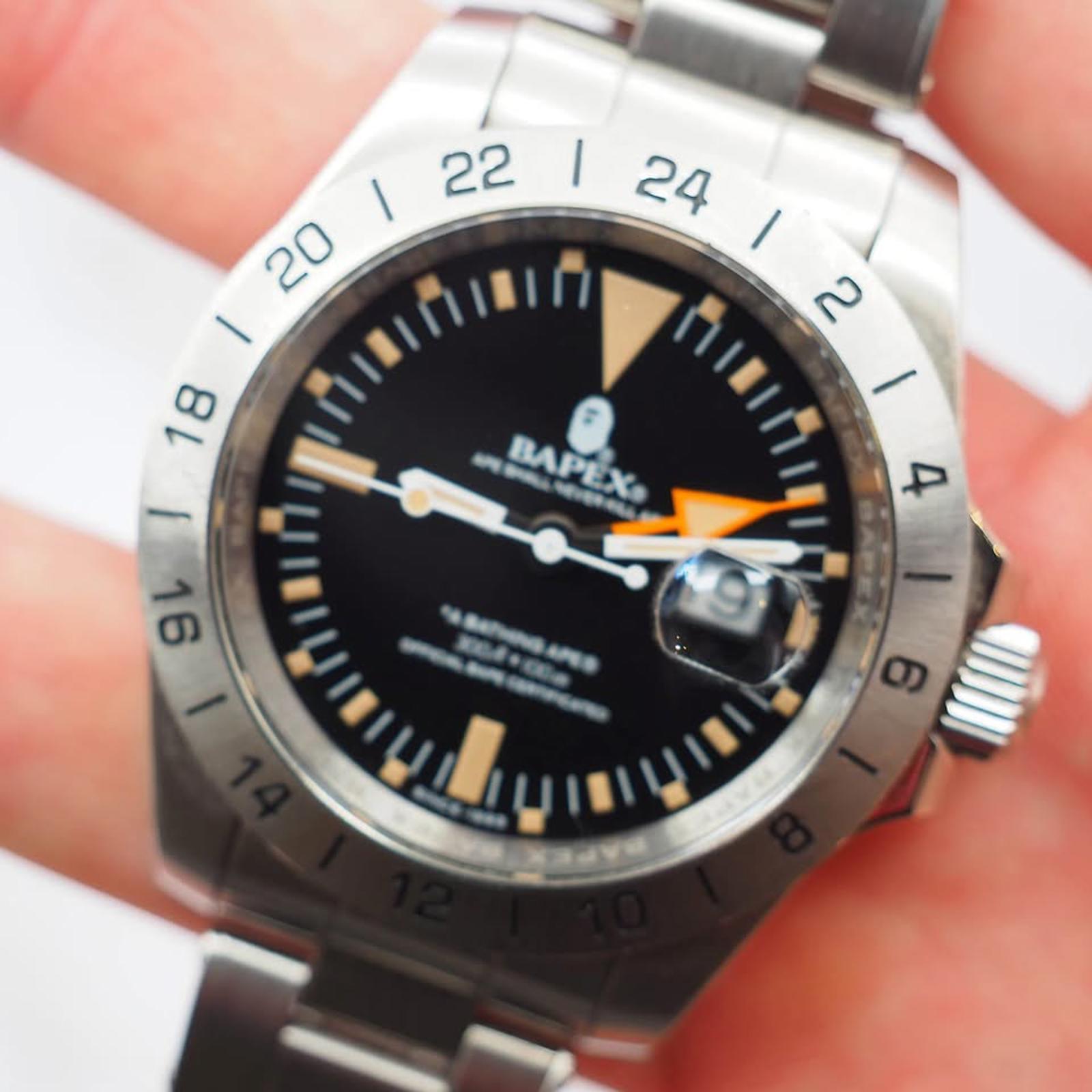 時計 BAPEX TYPE-8 Bapex A Bathing Ape Bape Type 8 GMT Stainless Steel Men's Watch