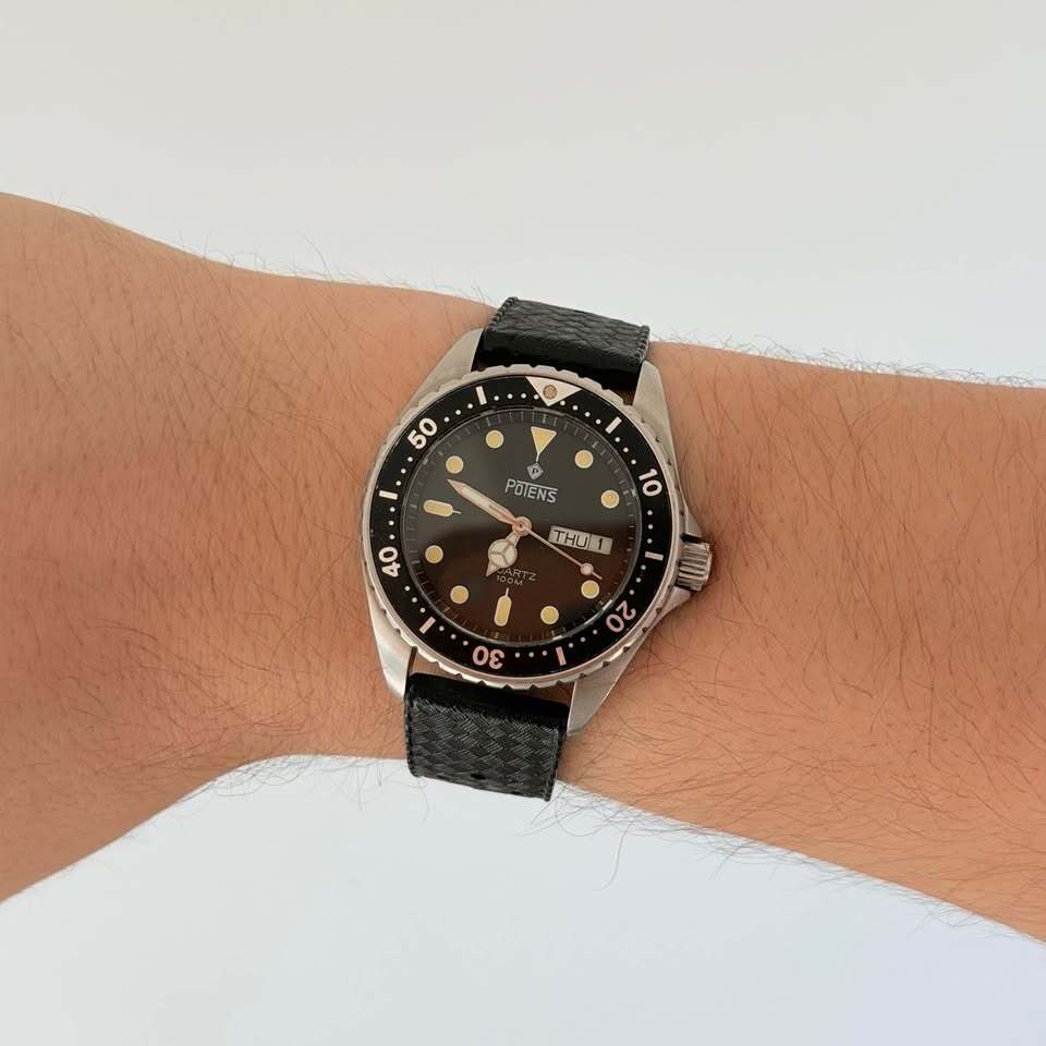 Vintage Potens (Squale) Quartz Diver Watch – 100M, Day/Date