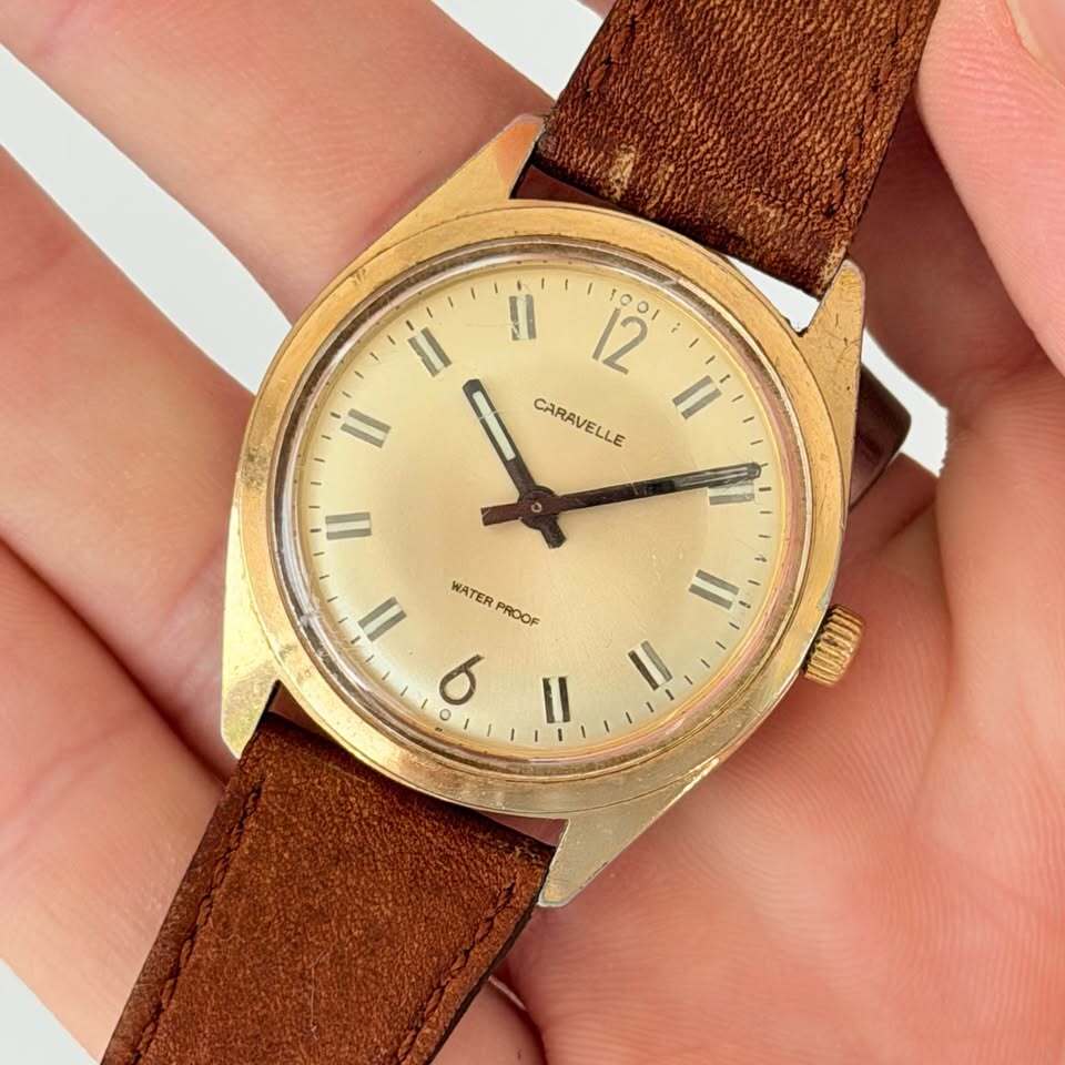 Vintage Caravelle Manual Wind Watch – Gold Tone