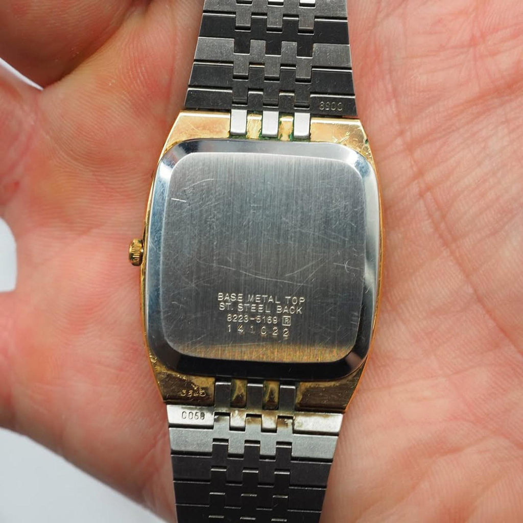 Vintage Seiko SQ Gold Tone Mens Day Date Quartz Watch 8223-5169