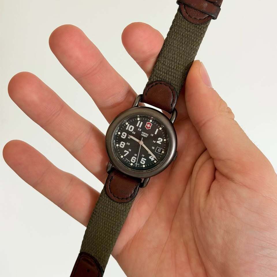Swiss Army Brand Victorinox Cavalry Field Watch Black Dial 24 Hour Military Time