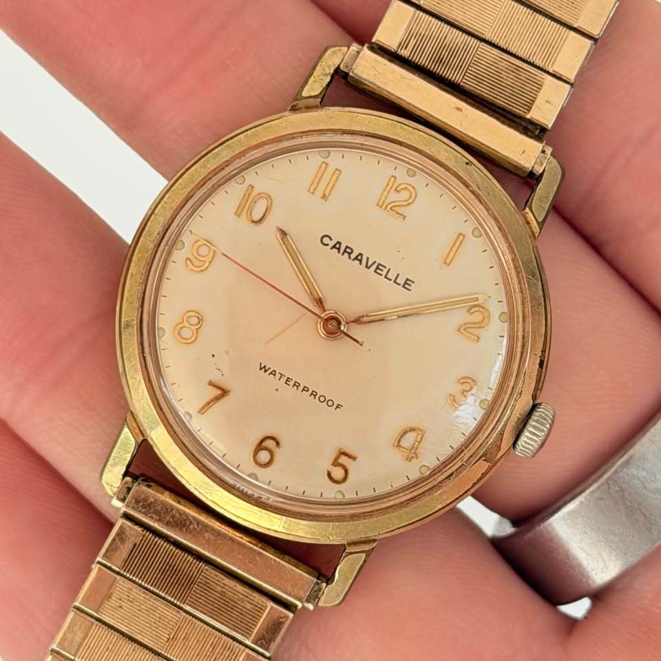 Vintage Caravelle by Bulova Gold-Tone Watch – Expansion Bracelet
