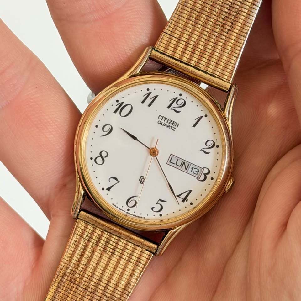 Citizen Quartz Day Date Dress Watch Gold Tone
