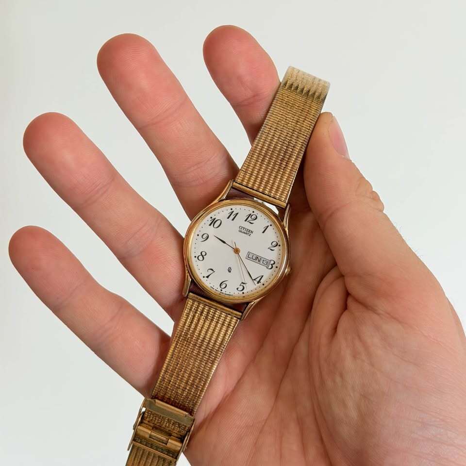 Citizen Quartz Day Date Dress Watch Gold Tone
