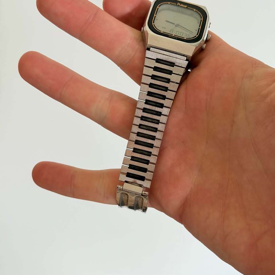 Pulsar Vintage Ana Digi Alarm Timer Watch Stainless Steel