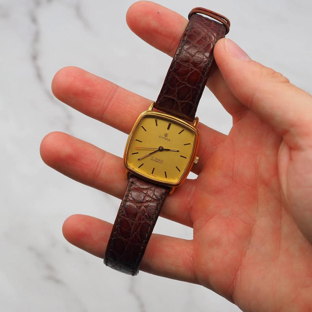 Cyma Mechancial Wind Gold Tone Watch