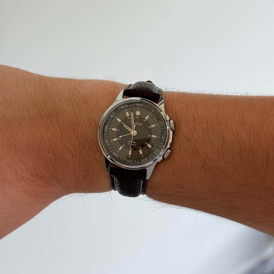 Cardinal Vintage Mechanical Watch with Alarm 18 Jewels