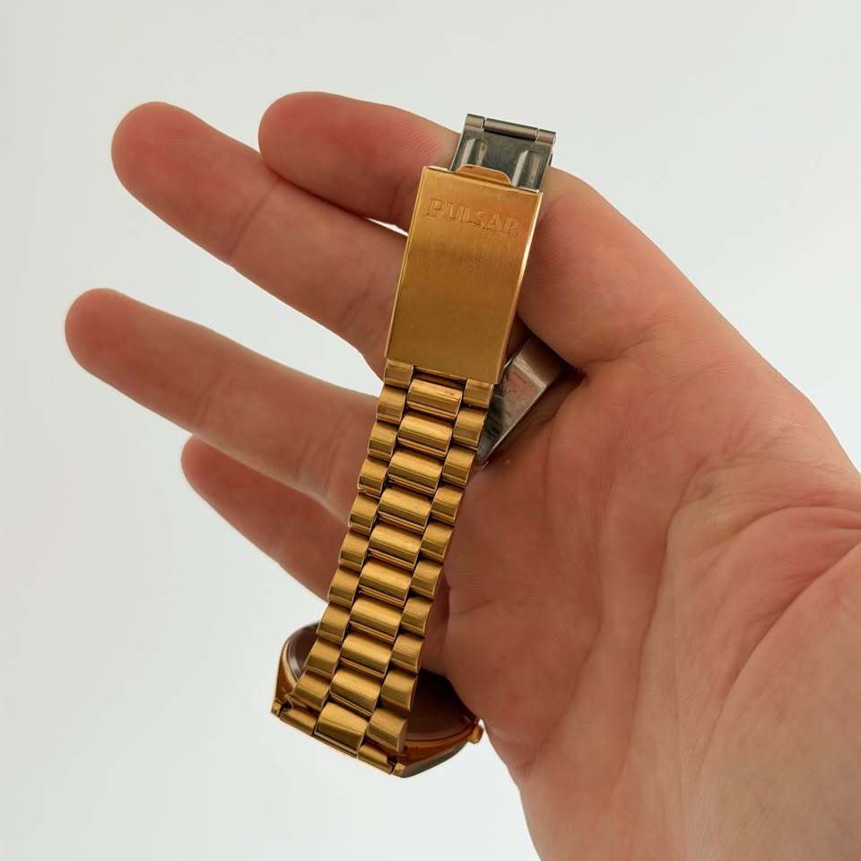 Pulsar Vintage Gold-Tone President Watch Black Dial Date New Battery