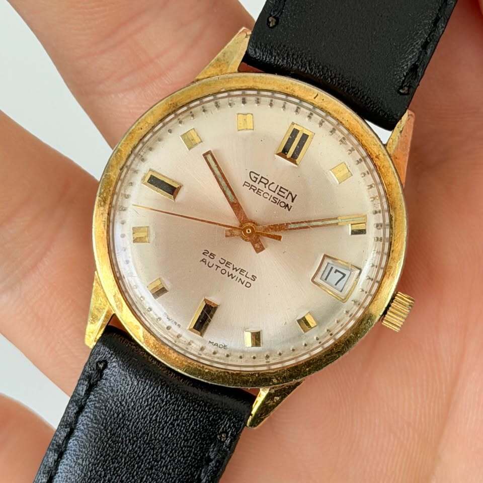Vintage Gruen Precision Autowind Watch – 25 Jewels, Gold Tone, Date