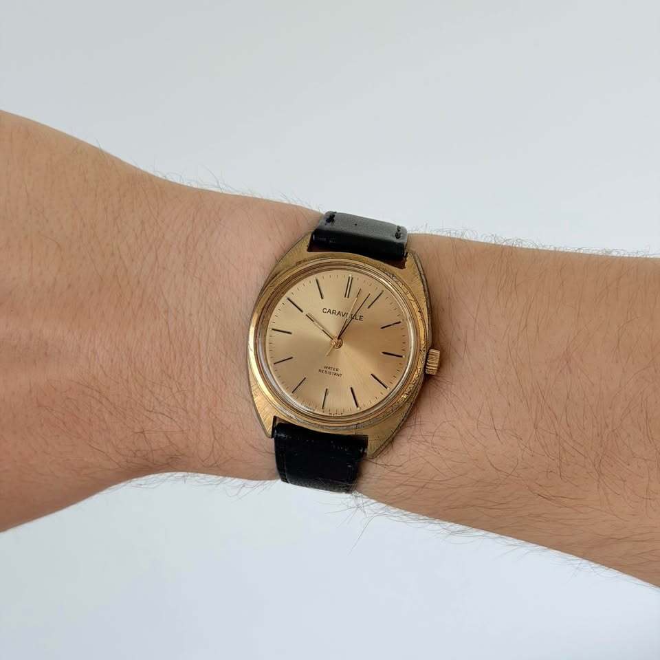 Vintage Caravelle by Bulova Gold Dial Manual Wind Watch