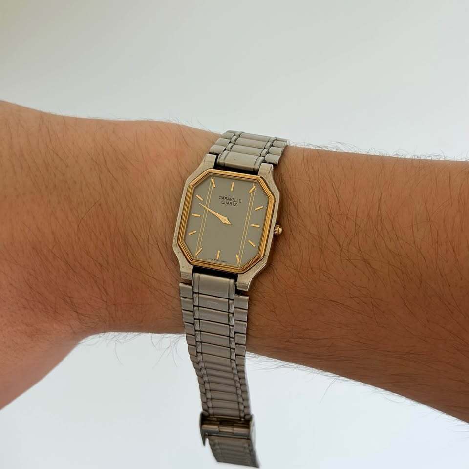 Caravelle by Bulova Quartz Two Tone Octagonal Watch