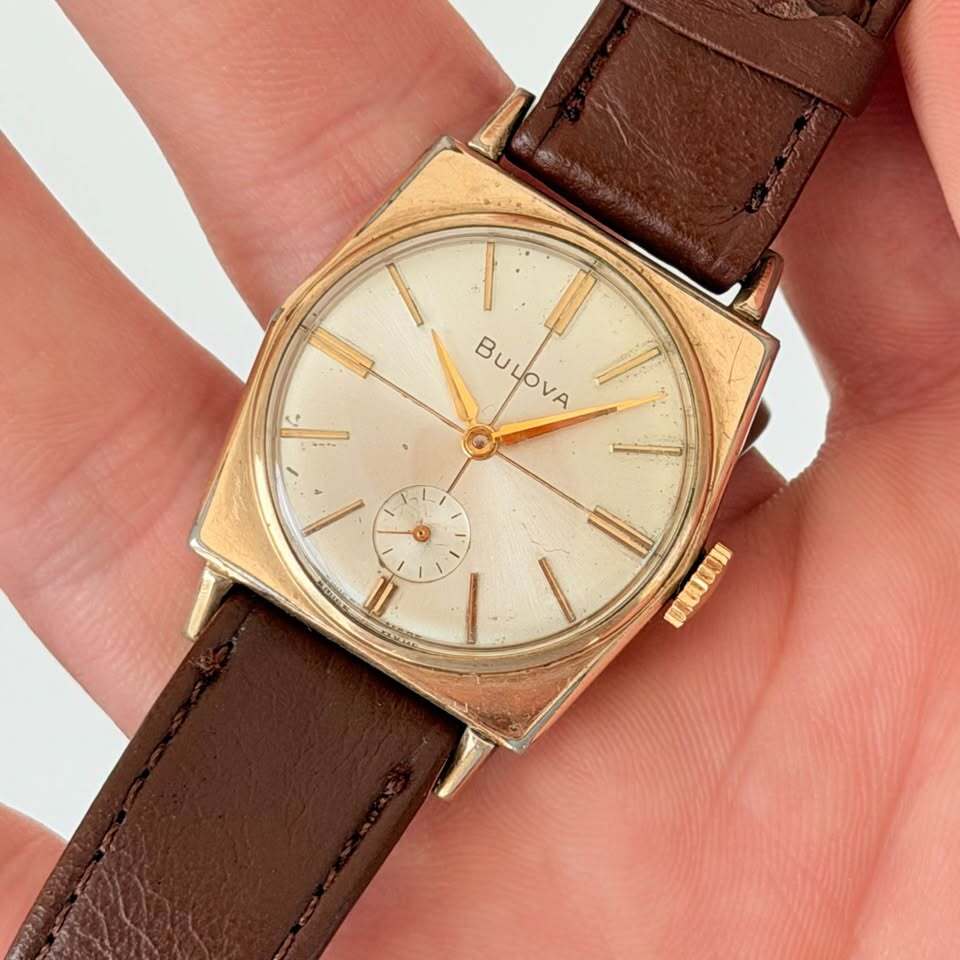 Vintage Bulova 10K RGP Cushion Case Manual Wind Watch
