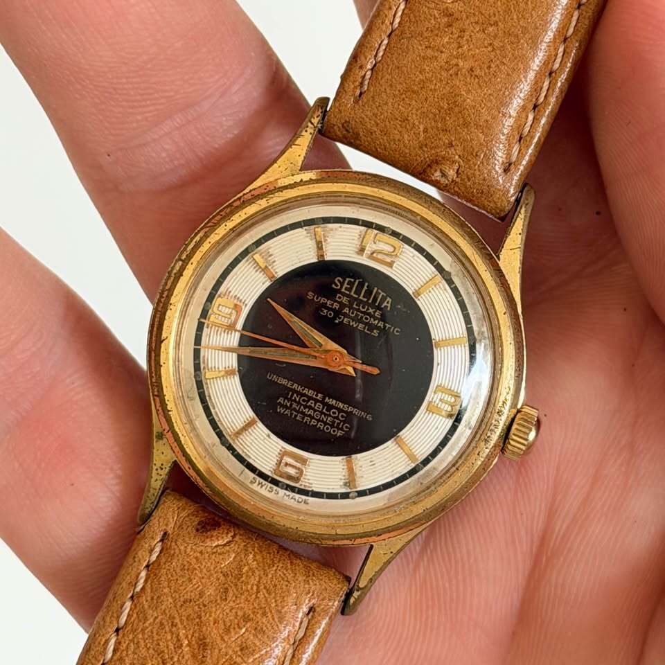 Sellita De Luxe Super Automatic 30 Jewels Vintage Bullseye Dial