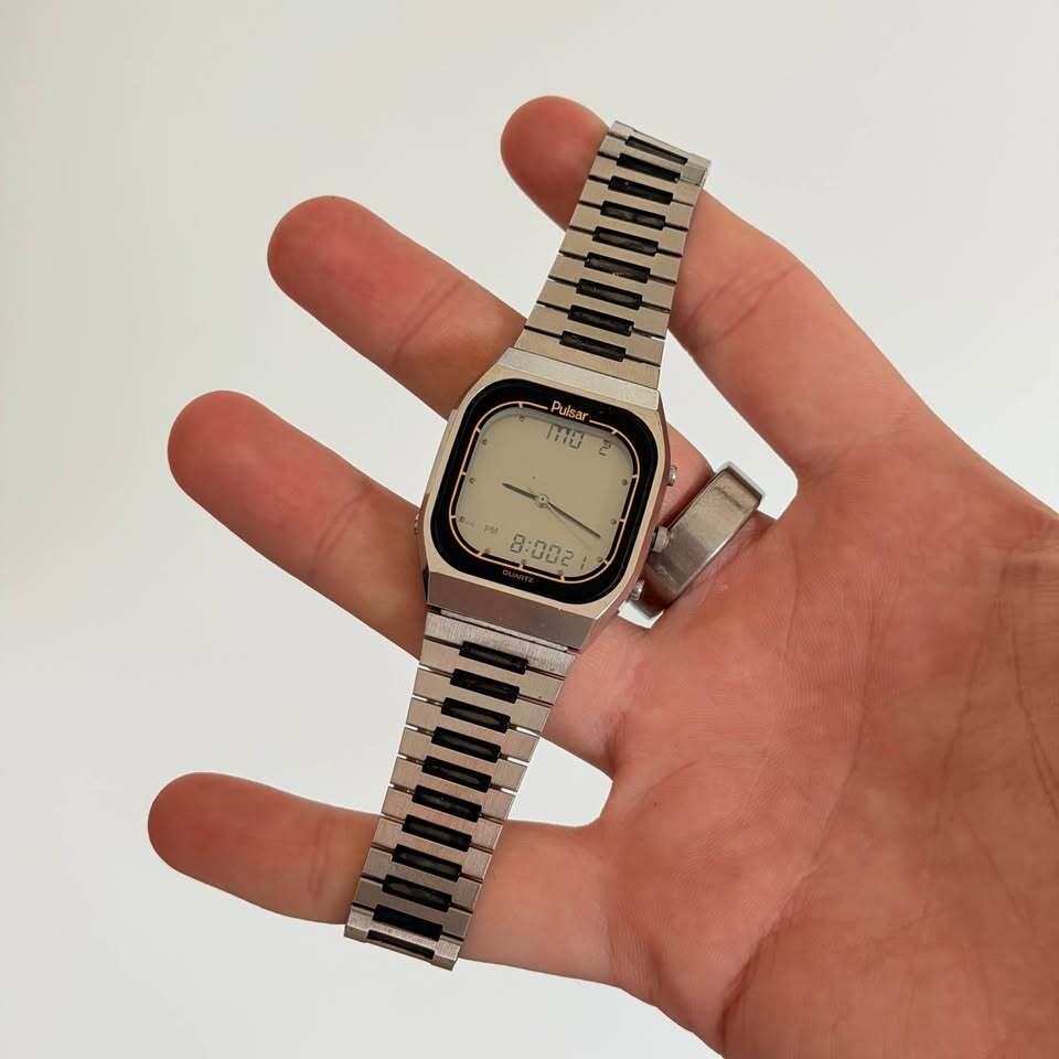 Pulsar Vintage Ana Digi Alarm Timer Watch Stainless Steel