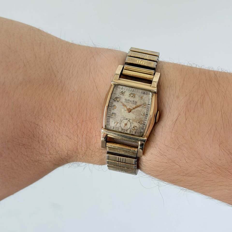 Vintage Gruen Veri-Thin Tonneau Watch – Gold Filled, Art Deco