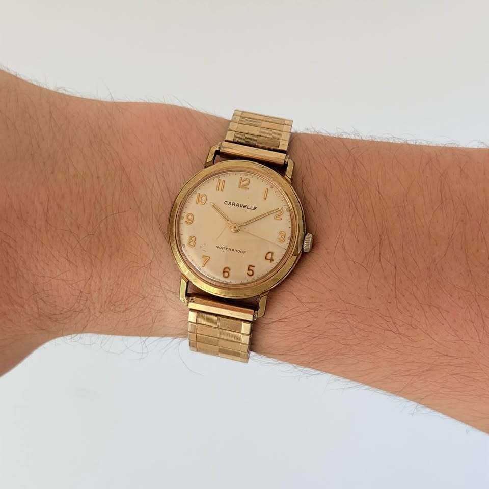 Vintage Caravelle by Bulova Gold-Tone Watch – Expansion Bracelet