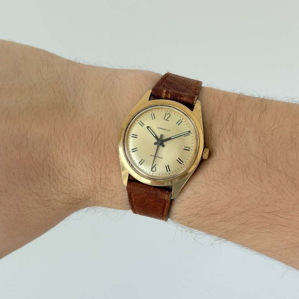 Vintage Caravelle Manual Wind Watch – Gold Tone