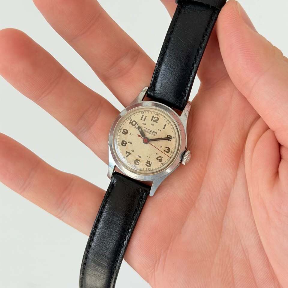 Vintage Clebar Military-Style Watch – 24 Hour Dial, Incabloc
