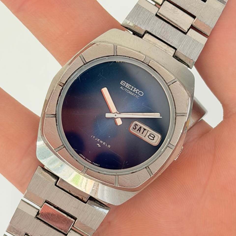 Vintage Seiko 7006-7219 Automatic Watch – Blue Dial, TV Case