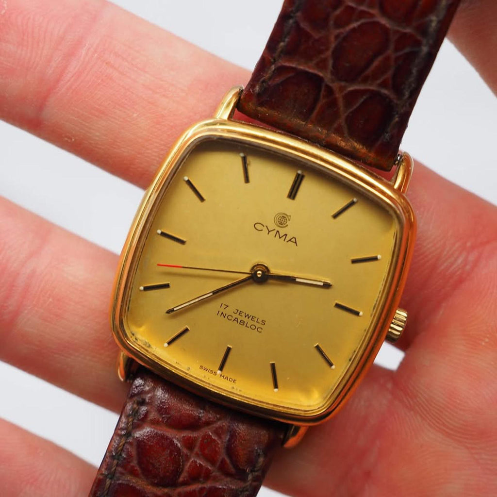 Cyma Mechancial Wind Gold Tone Watch