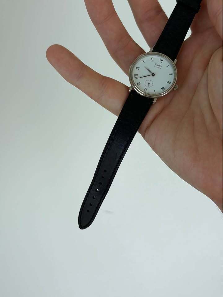 Timex Quartz Dress Watch – Roman Numerals, Black Leather Strap