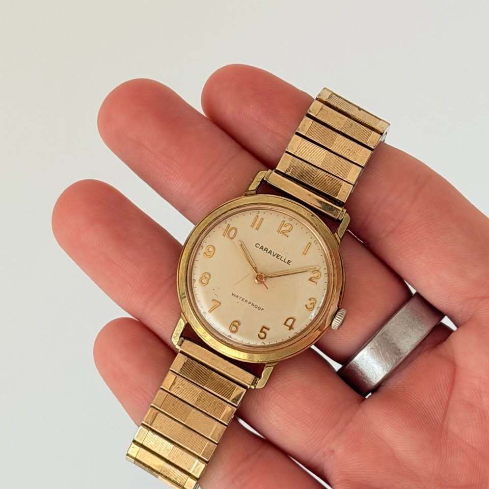 Vintage Caravelle by Bulova Gold-Tone Watch – Expansion Bracelet