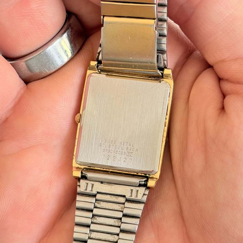 Seiko Quartz Gold Tone Tank Watch