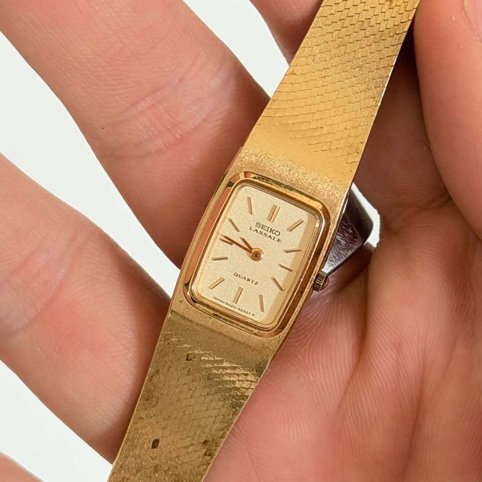 Seiko Lassale Ladies Quartz Dress Watch Gold Tone Mesh